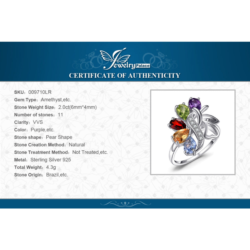 Sterling Silver Rainbow Gem Ring