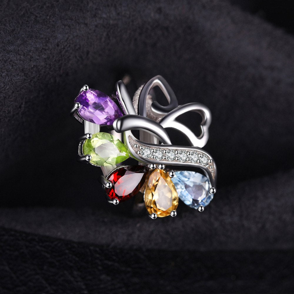 Sterling Silver Rainbow Gem Ring