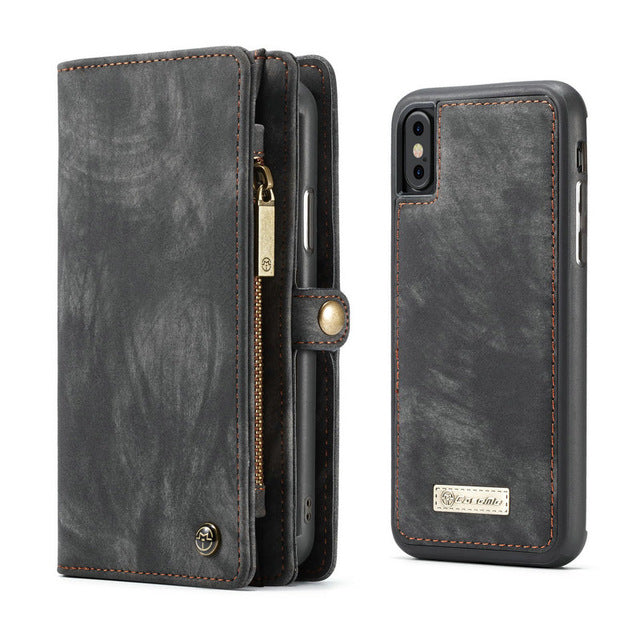 All-In-One Handmade Trifold Leather Removable iPhone Wallet