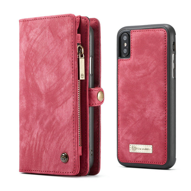 All-In-One Handmade Trifold Leather Removable iPhone Wallet