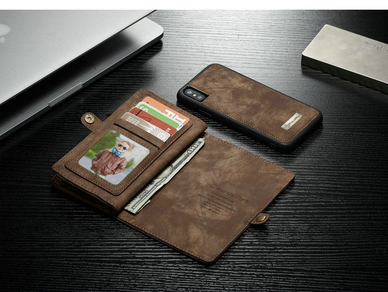 All-In-One Handmade Trifold Leather Removable iPhone Wallet
