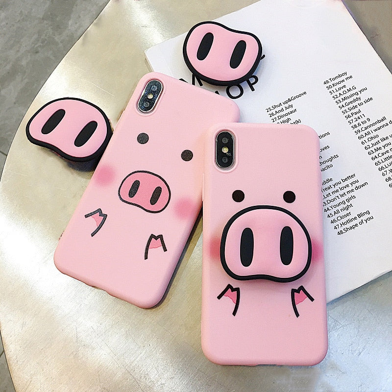 Cute Pig Nose Pop socket Phone Case