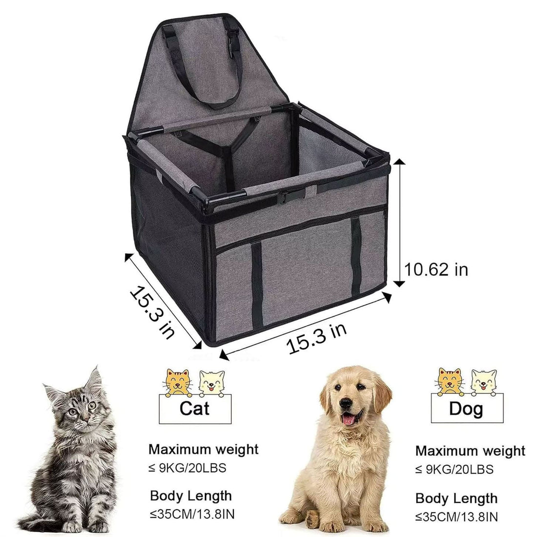 Foldable Travel Cat Car Seat – Waterproof & Space-Saving