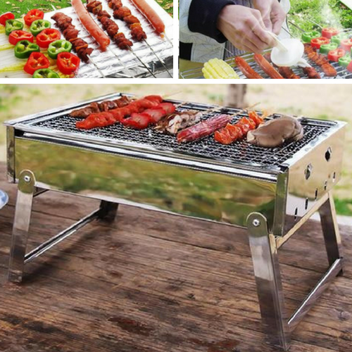 Portable Stainless Steel Charcoal Grill - Outdoor