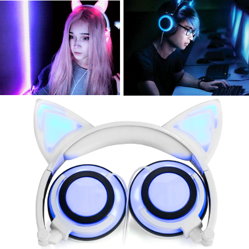 Cat Ear LED Headphones - USB Rechargeable