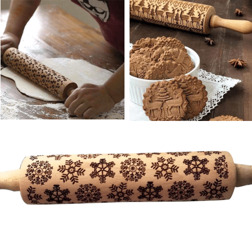 Original Christmas Embossed Rolling Pin