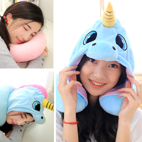 Hooded Unicorn Neck Pillow