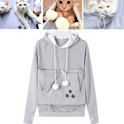 Original Cat Pouch Hoodie with Ears - Pet Holder Sweatshirt