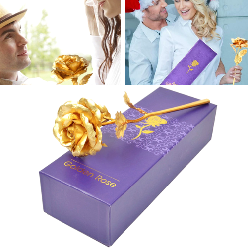 NEW 24k Gold Foil Rose With Box