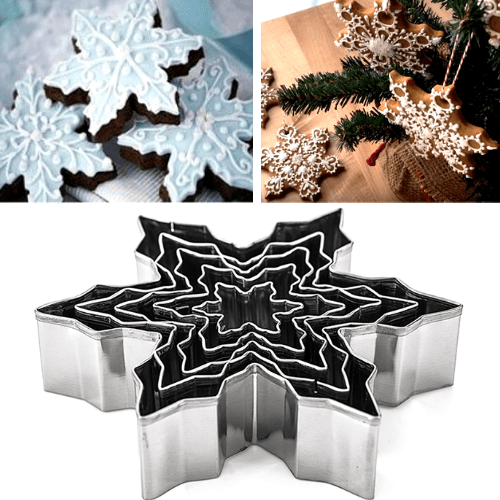 Premium Snowflake Cookie Cutters - 5 Pcs Set - Stainless Steel