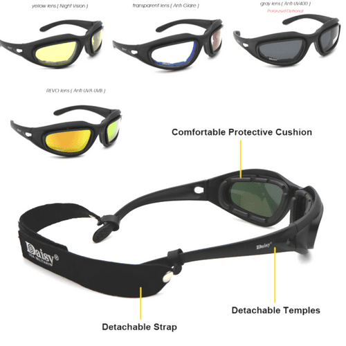 Polarized Light Adjusting Goggles Sunglasses - 4 Lens Kit