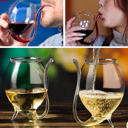 Devil Wine Glass with Built in Straw - Wino Sippers - Set of 2