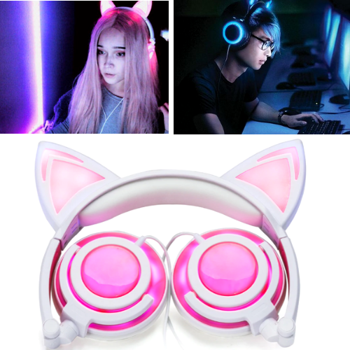 Cat Ear LED Headphones - USB Rechargeable