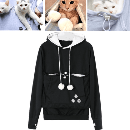 Original Cat Pouch Hoodie with Ears - Pet Holder Sweatshirt
