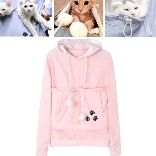 Cat Pouch Hoodie with Ears - Pet Holder Sweatshirt - Special