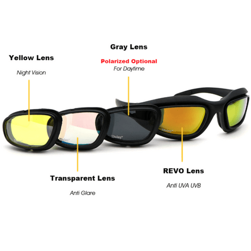 Polarized Light Adjusting Goggles Sunglasses - 4 Lens Kit