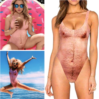 Hairy Chest Bathing Suit - Dad Bod One-Piece Swimsuit