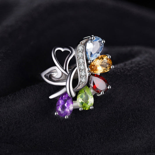 Sterling Silver Rainbow Gem Ring