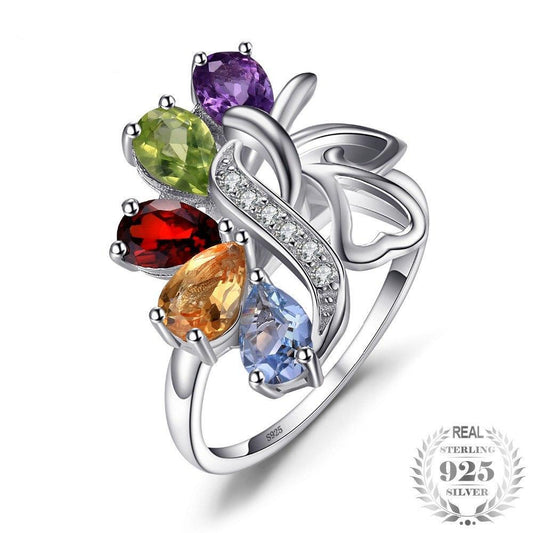 Sterling Silver Rainbow Gem Ring