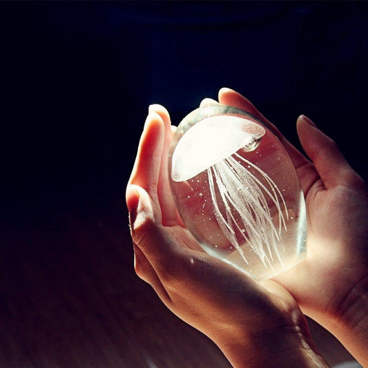 Handmade Glowing Glass Jellyfish Figurine