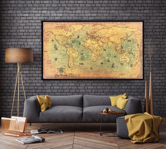 Vintage Nautical World Map Poster
