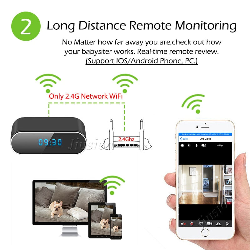 1080P Wireless Alarm Clock Security Spy Camera