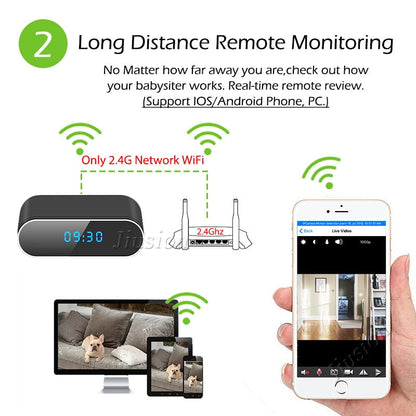 1080P Wireless Alarm Clock Security Spy Camera