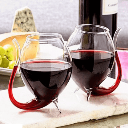 Devil Wine Glass with Built in Straw - Wino Sippers - Set of 2