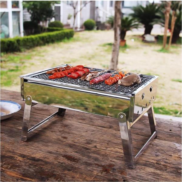 Portable Stainless Steel Charcoal Grill - Outdoor