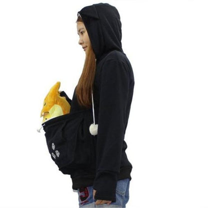 Cat Pouch Hoodie with Ears - Pet Holder Sweatshirt - Special
