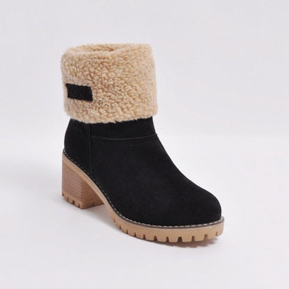 Women Warm Square Heels Ankle Snow Boots