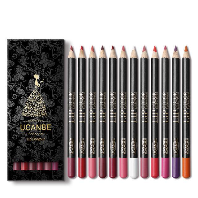 12PCs Waterproof Matte Lip Liners Set