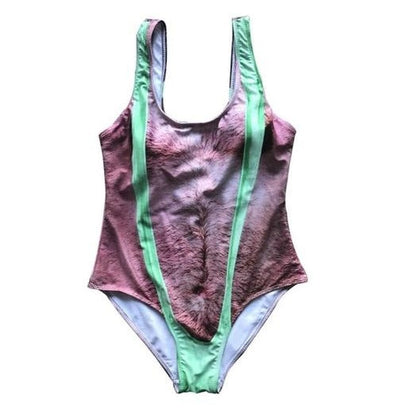 Hairy Chest Bathing Suit - Dad Bod One-Piece Swimsuit