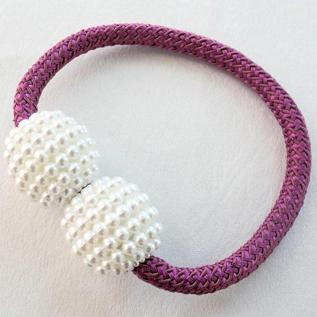 Pearl Curtain Tiebacks with Strong Magnetic Clips, 2 pcs