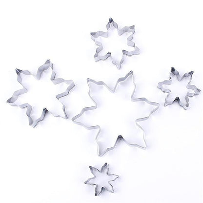 Premium Snowflake Cookie Cutters - 5 Pcs Set - Stainless Steel