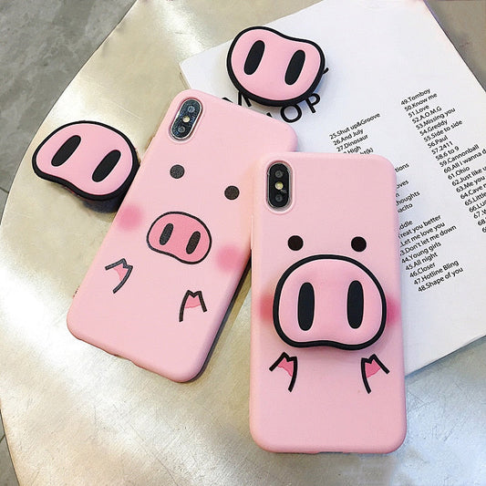 Cute Pig Nose Pop socket Phone Case